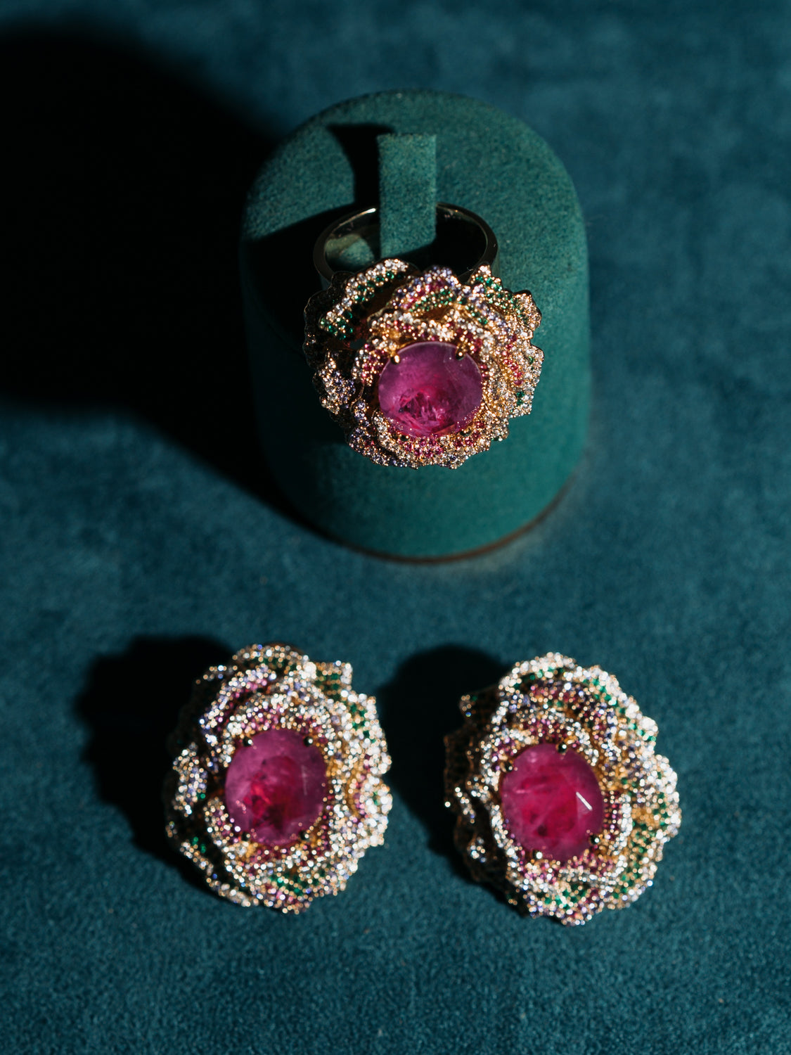 Boucles d'Oreilles Rose Céleste Fúcsia